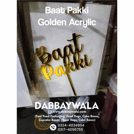 Golden Acrylic Baat Pakki Cake Topper