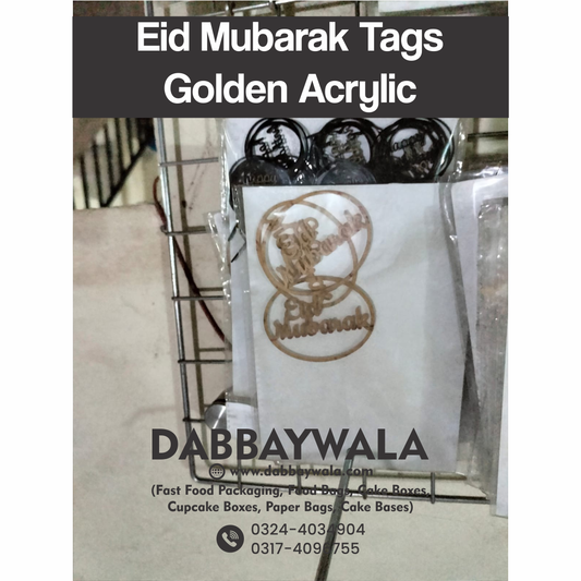 Golden Acrylic Eid Mubarak Tags