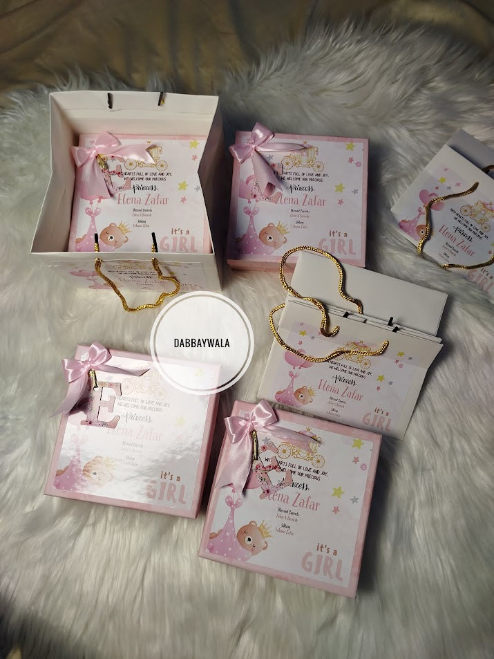 Crown & Carriage  Baby Girl Announcement Box
