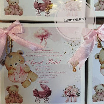 Little Bear Blessings Baby Girl Announcement Box