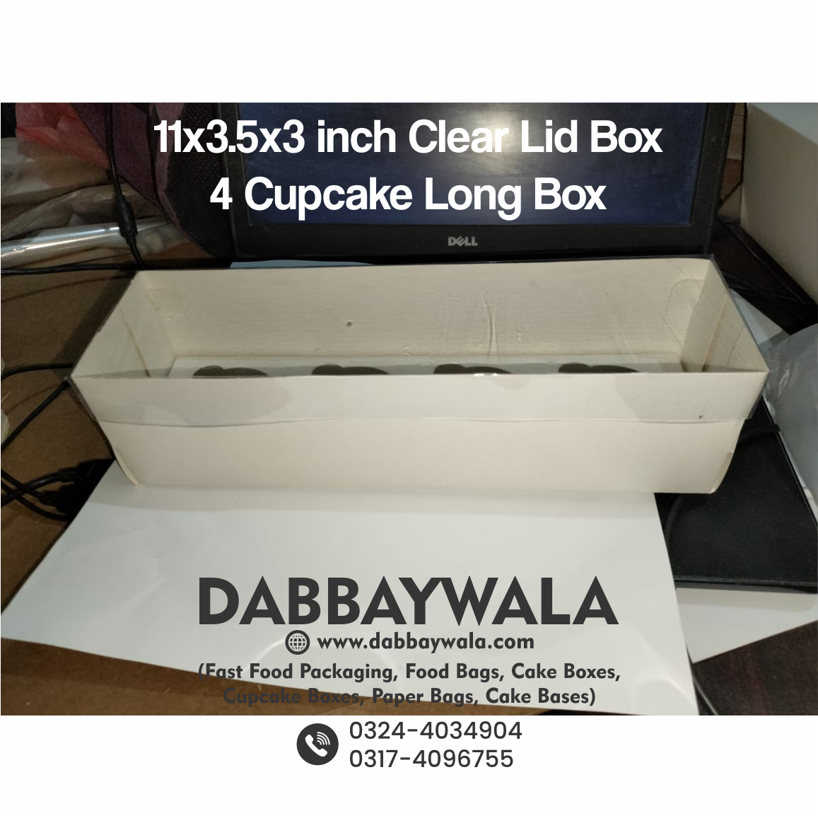 11x3.5x3 inch - 4 cupcake Clear Lid Box