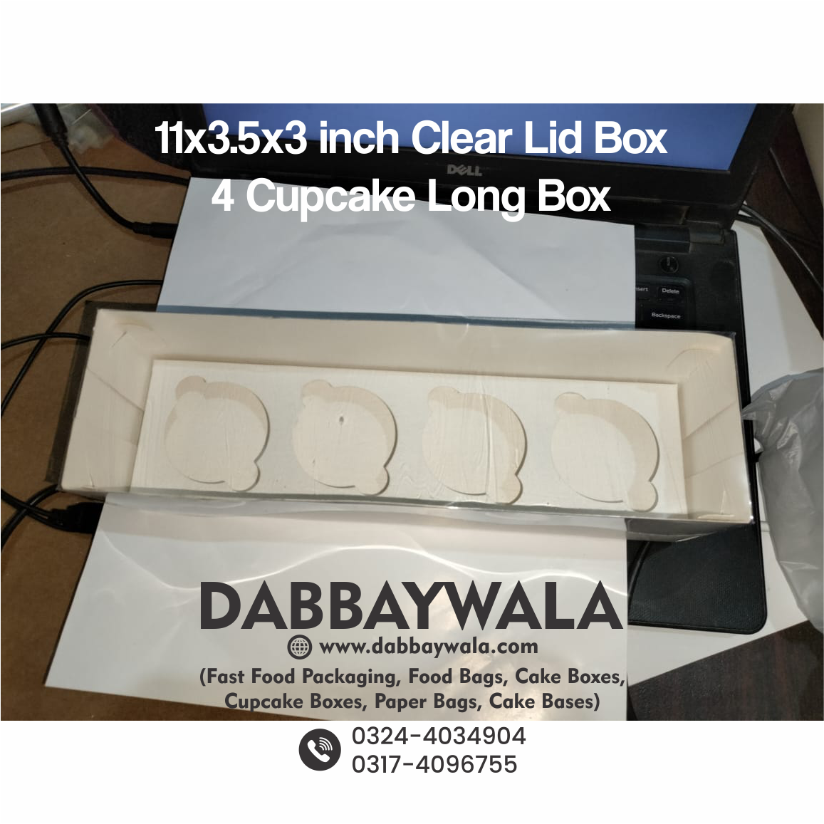 11x3.5x3 inch - 4 cupcake Clear Lid Box