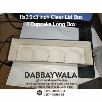 11x3.5x3 inch - 4 cupcake Clear Lid Box