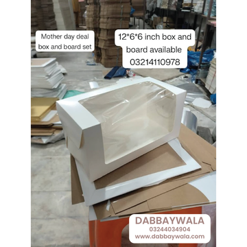 12x6x6 Inch Rectangle Cake Box | Tall Log & Loaf Box including white board