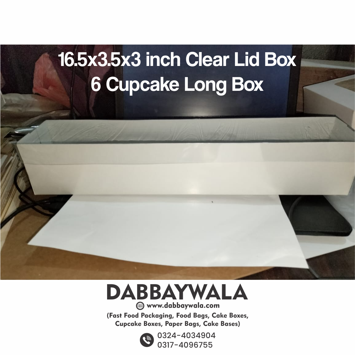 16x3.5x3 inch - 6 cupcake Clear Lid Box