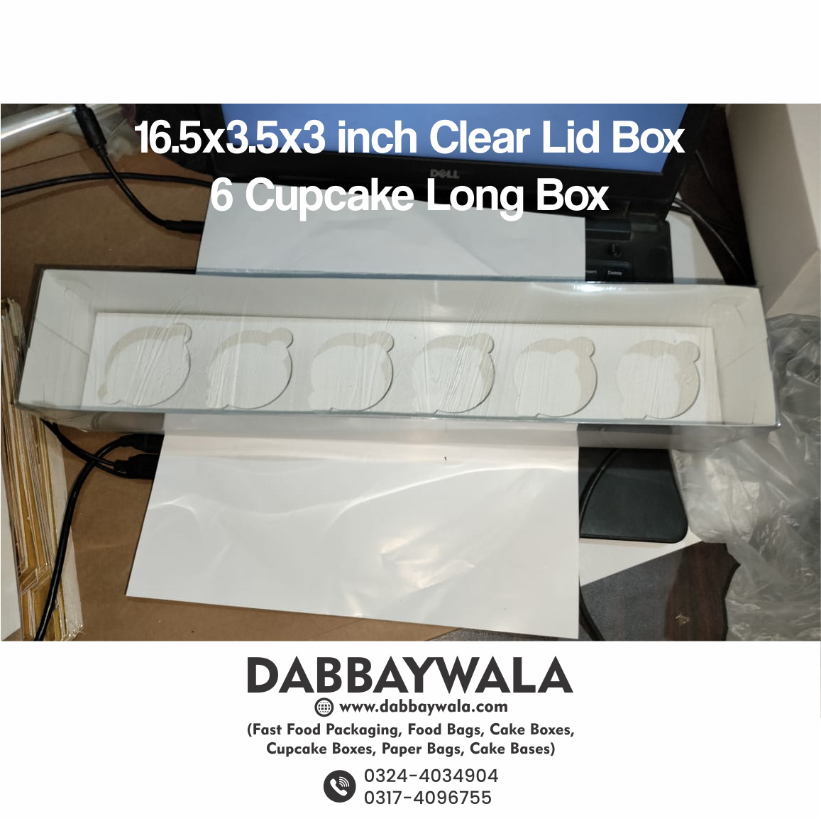 16x3.5x3 inch - 6 cupcake Clear Lid Box