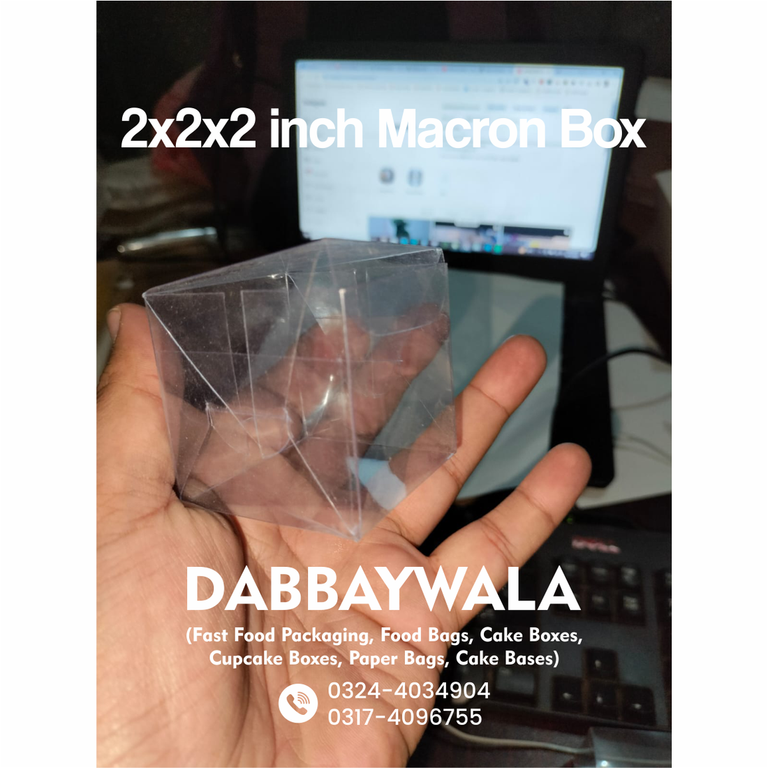2x2x2 inch - 2 Macron Box Transparent