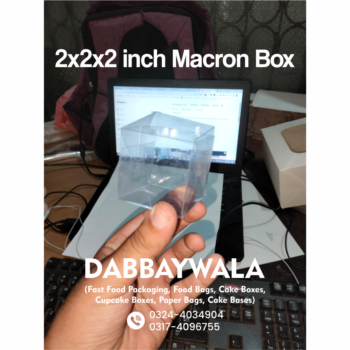 2x2x2 inch - 2 Macron Box Transparent
