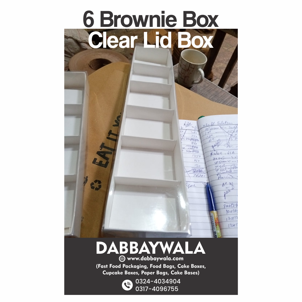6 Brownie Clear Lid Box