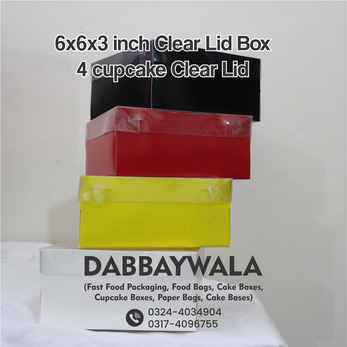6x6x3 inch - 4 Cupcake Box