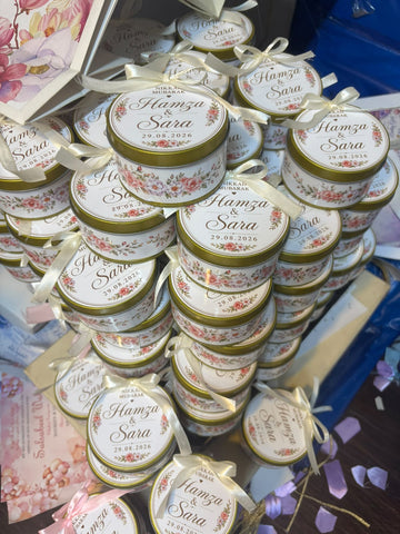 Soft Floral Wedding Favor Tin Box