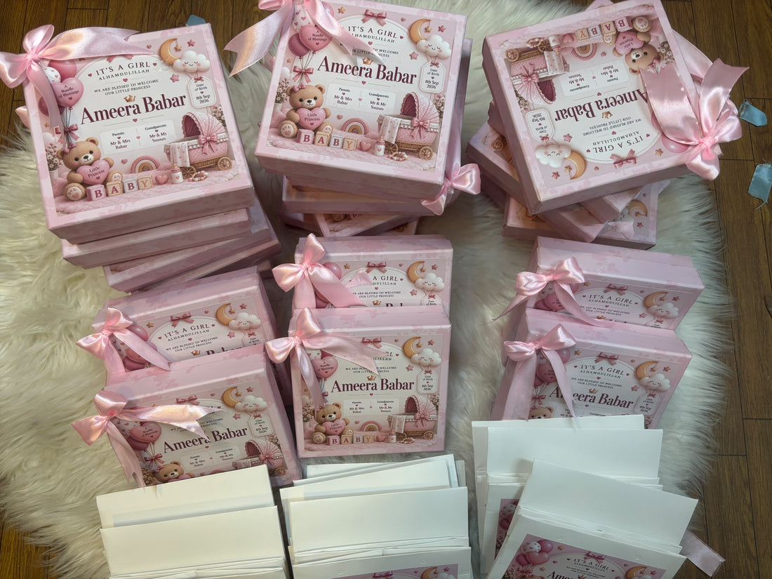 Little Luna Baby Girl Announcement Box