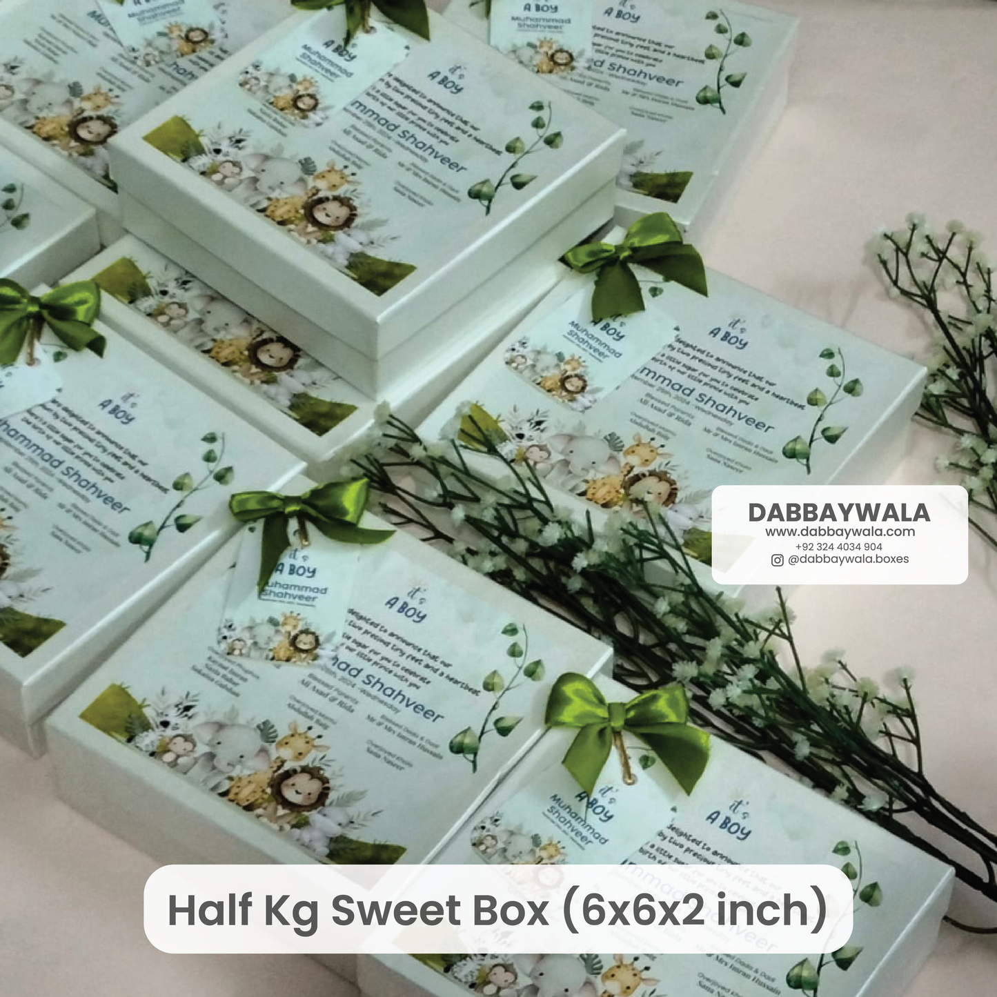 Half kg - 500gram Hard Sweet Box (6x6x2 inch)