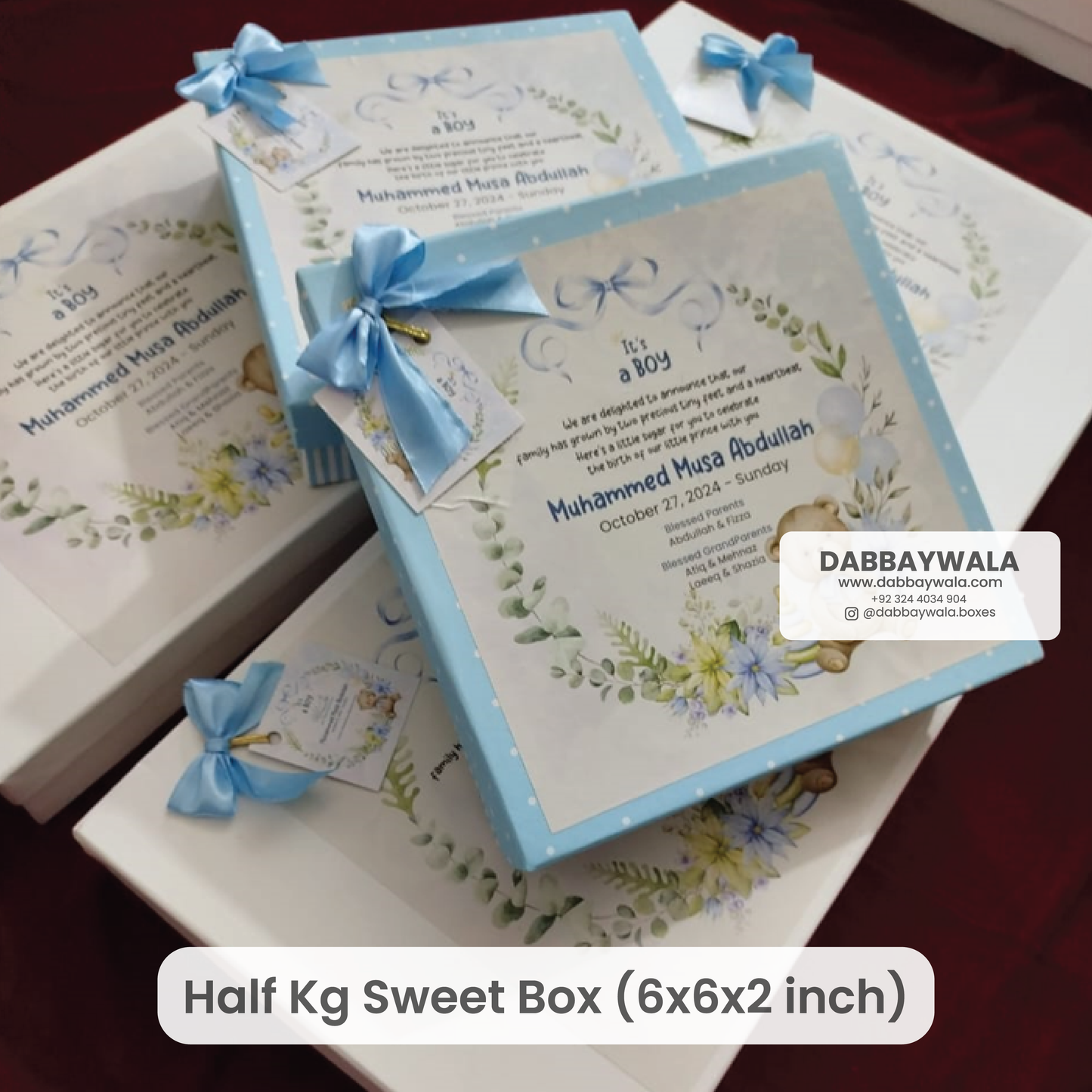 Half kg - 500gram Hard Sweet Box (6x6x2 inch)