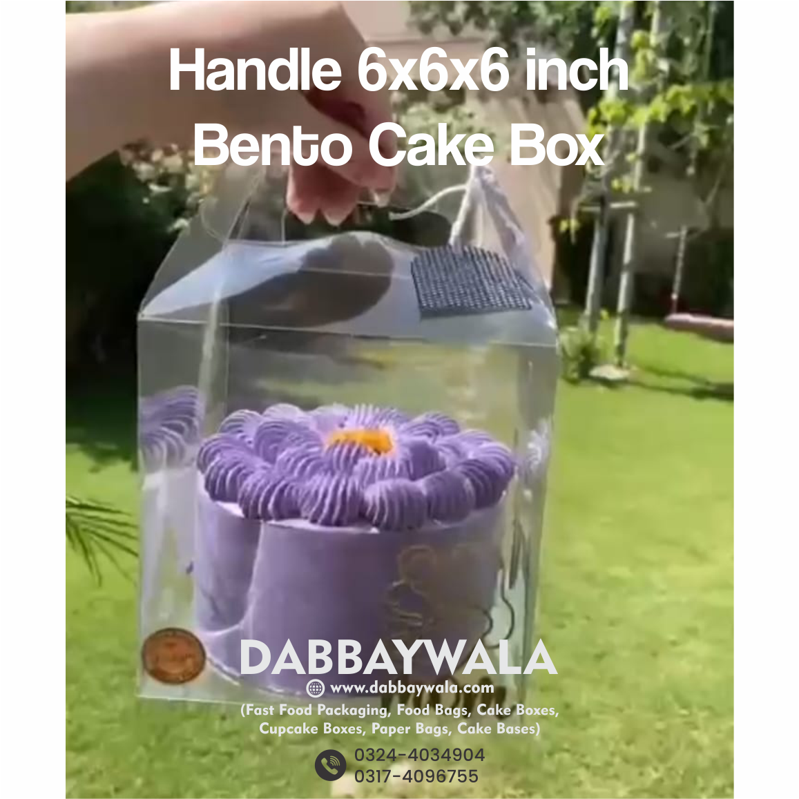 Handle 6x6x6 inch Bento Cake Box