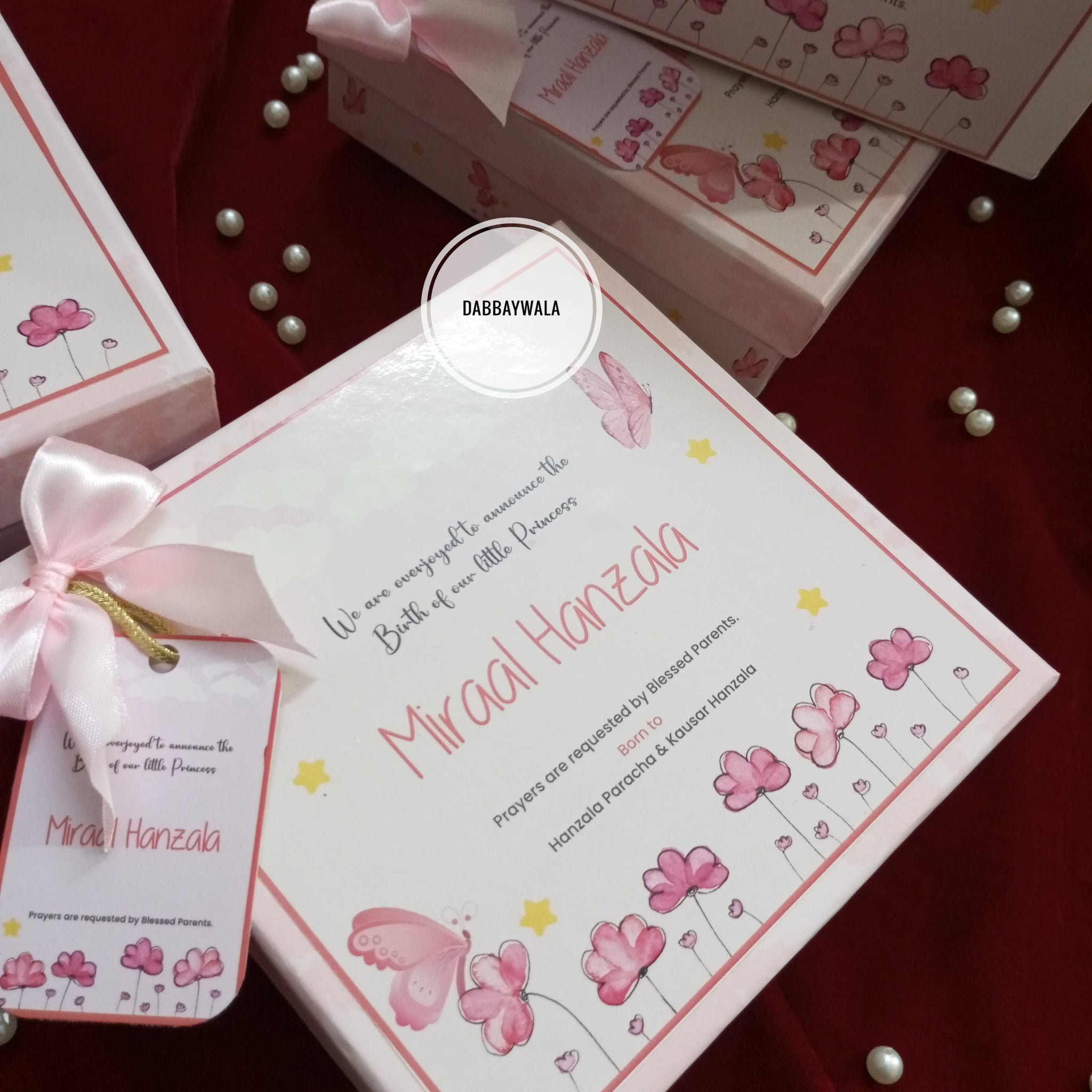 Baby girl announcement box 6*6*2 inch