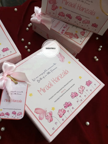 Baby girl announcement box 6*6*2 inch