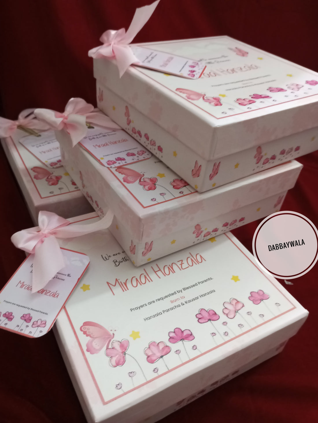 Baby girl announcement box 6*6*2 inch