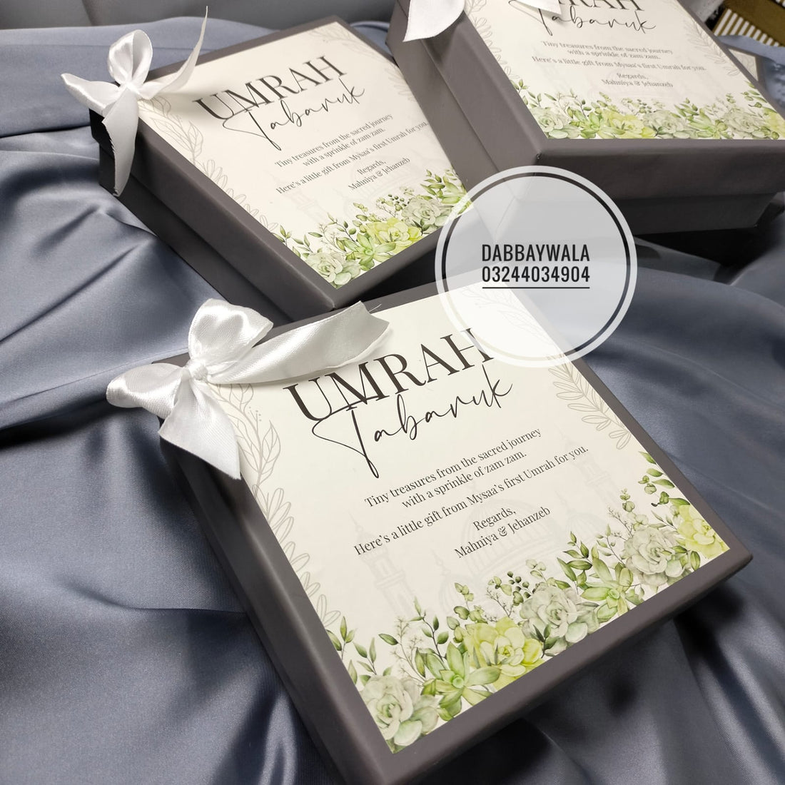 Umrah tabbaruk box (grey) 6*6*2 inch
