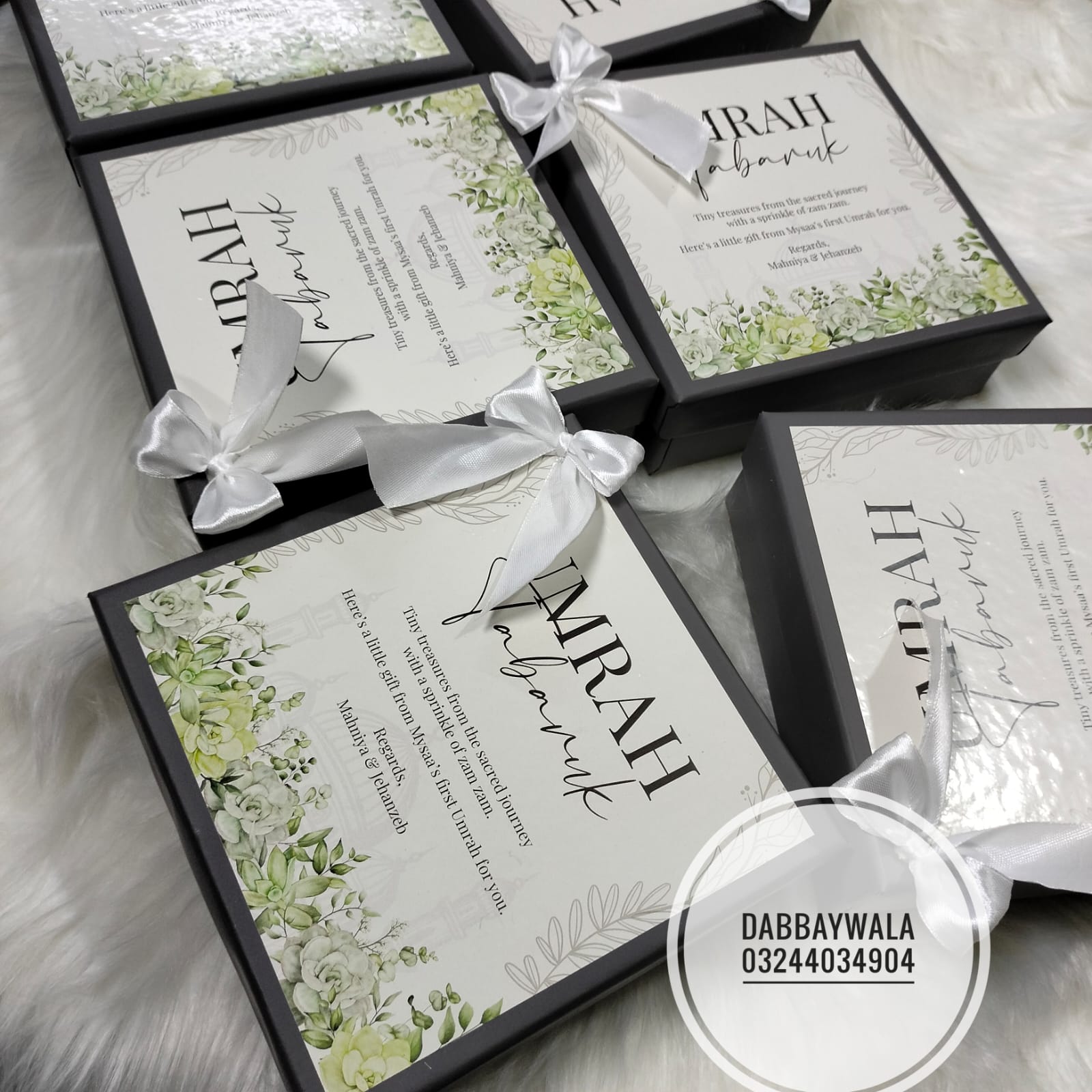 Umrah tabbaruk box (grey) 6*6*2 inch