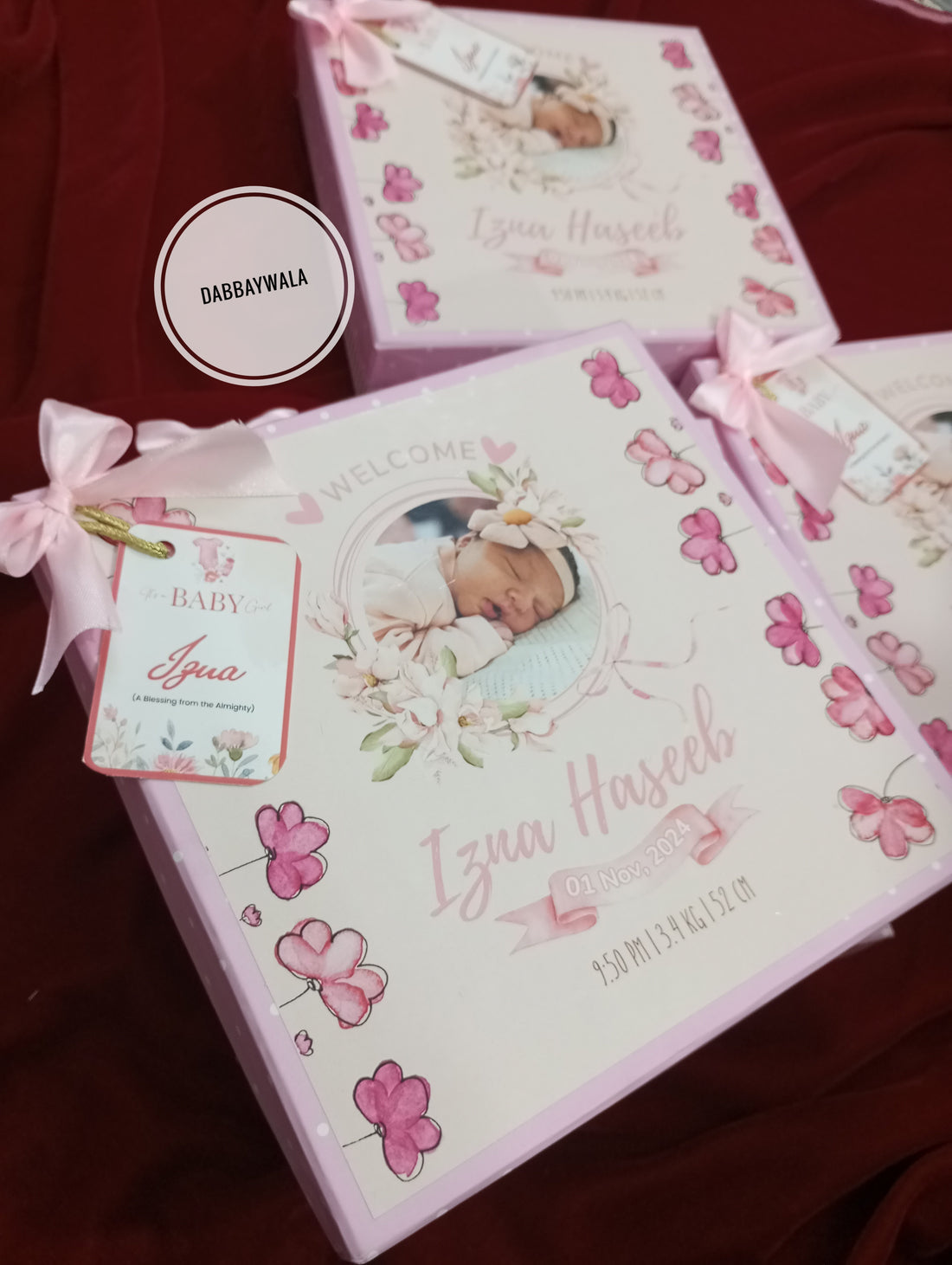 Pink polka one kg announcement box