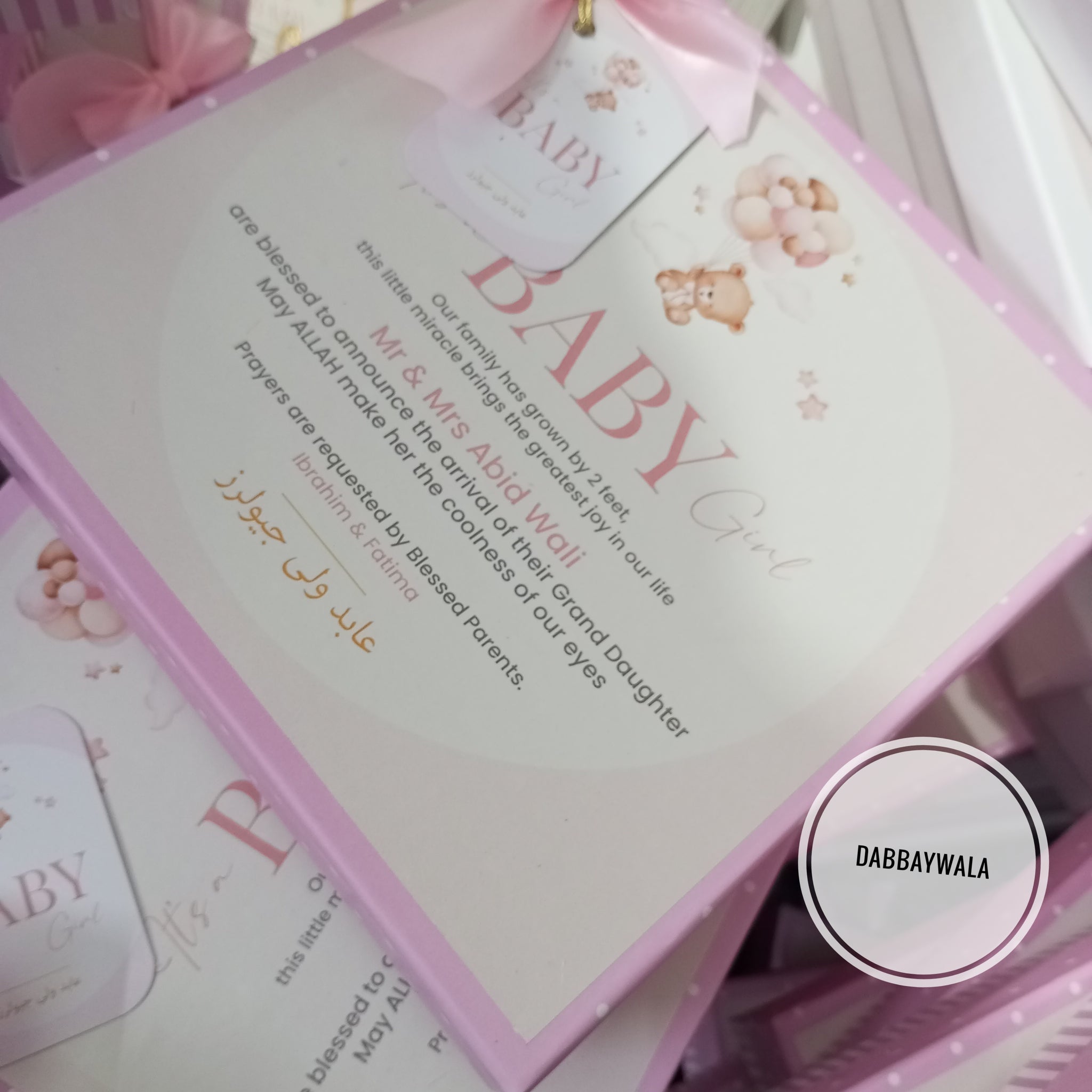 Pink polka half kg baby girl announcement box