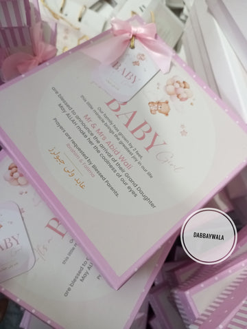 Pink polka half kg baby girl announcement box