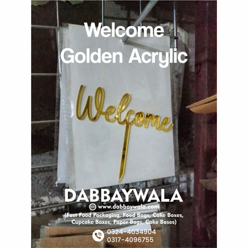 Golden acrylic Welcome Cake Topper