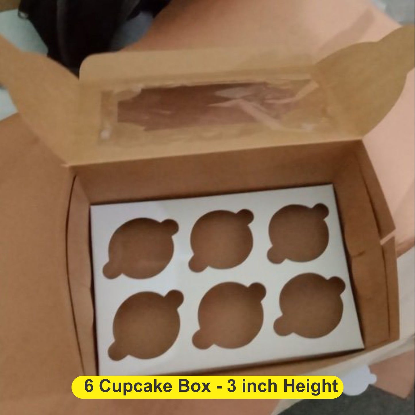 6 Cupcake Box - 3 inch height